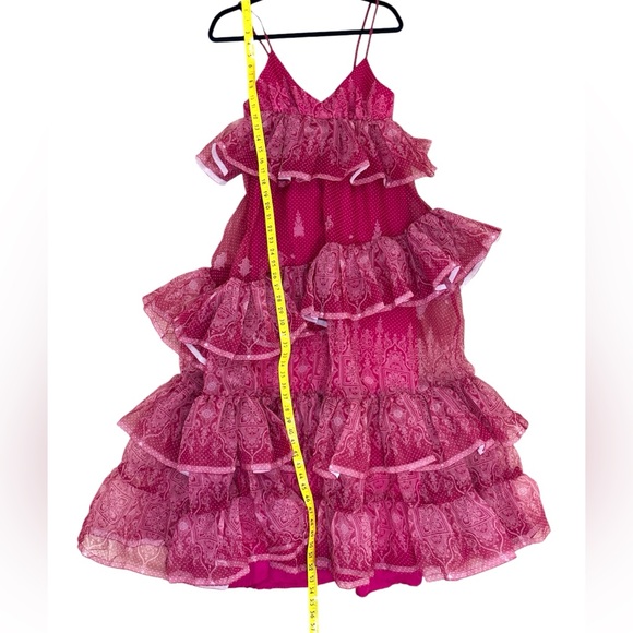 NWT, Let Me Be Sleeveless Sheer Tiered Midi Dress by Anthropologie pink size M - Picture 7 of 8